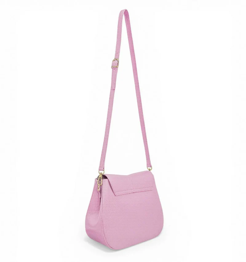 Sac à main en cuir grainé LOUIE Rose pastel