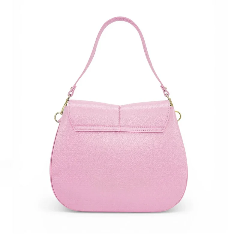 Sac à main en cuir grainé LOUIE Rose pastel