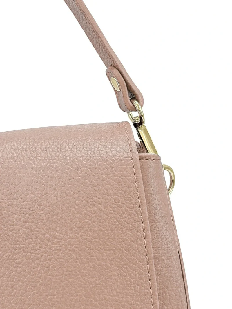 Sac à main en cuir grainé LOUIE Rose nude