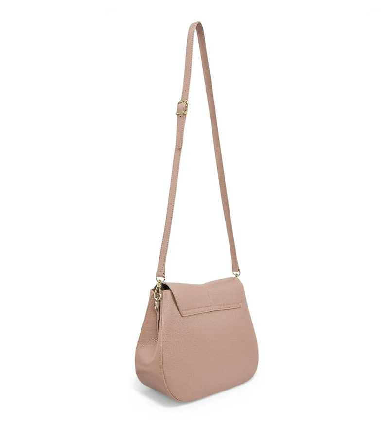 Sac à main en cuir grainé LOUIE Rose nude