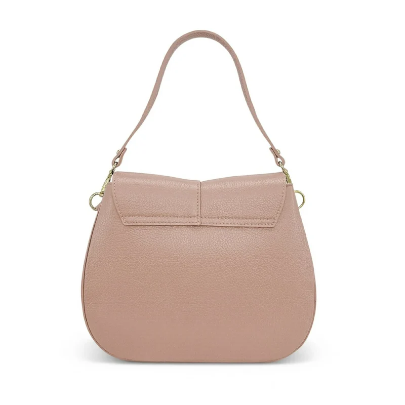Sac à main en cuir grainé LOUIE Rose nude