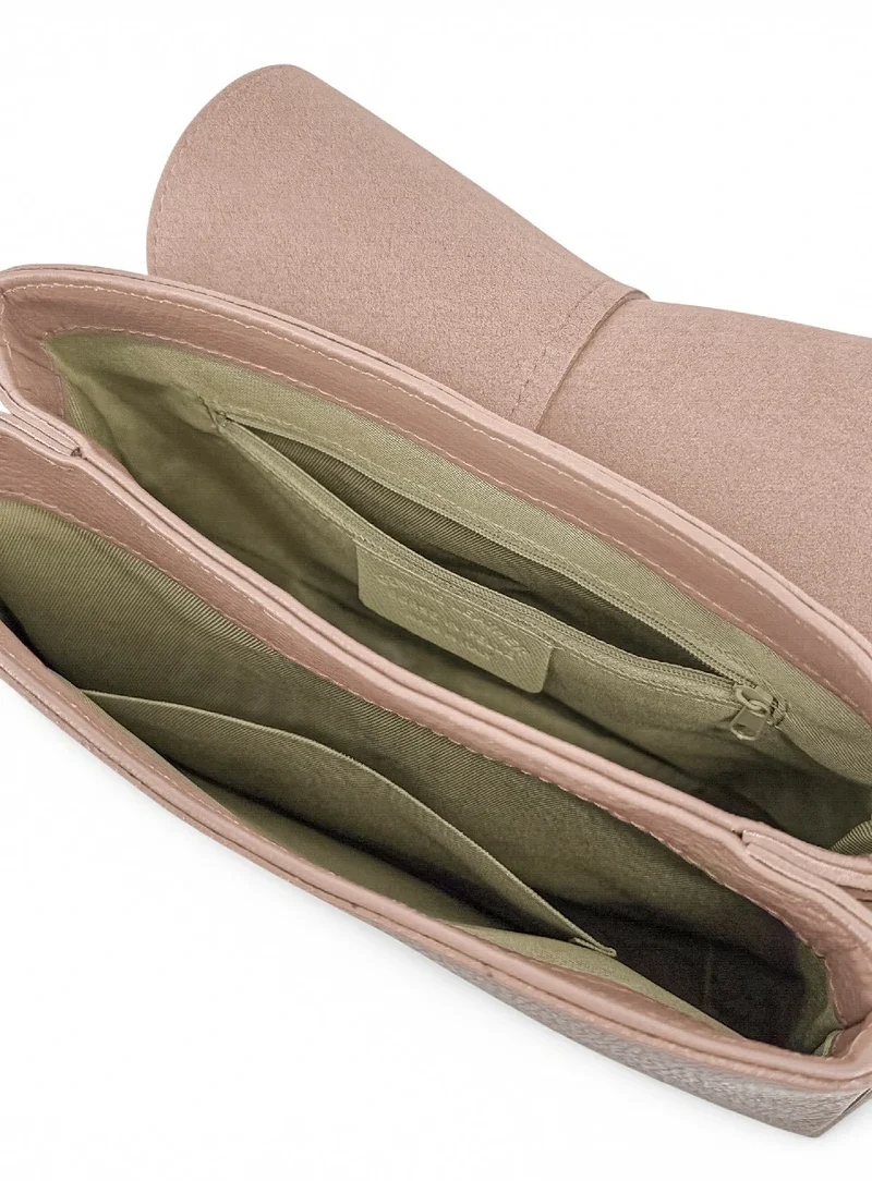 Sac à main en cuir grainé LOUIE Rose nude