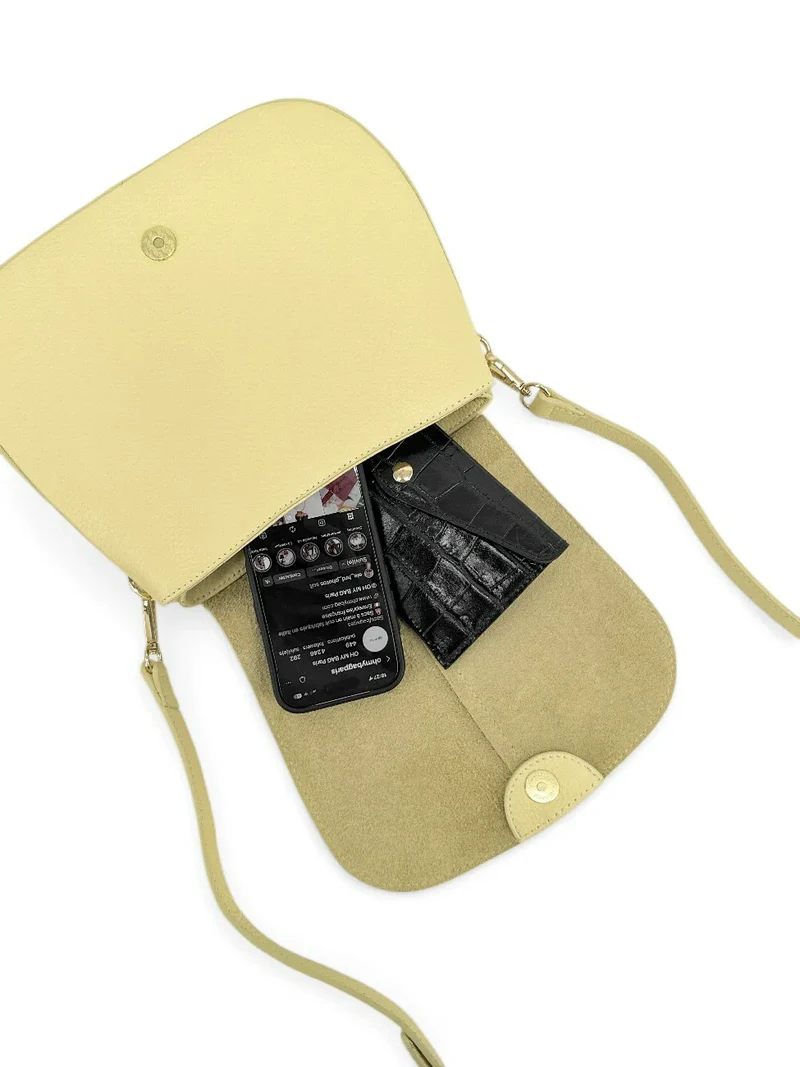 Sac à main en cuir grainé LOUIE Soft jaune