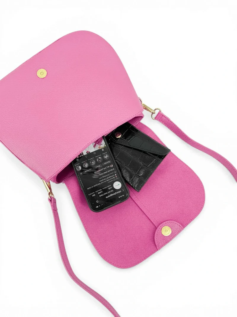 Sac à main en cuir grainé LOUIE Rose