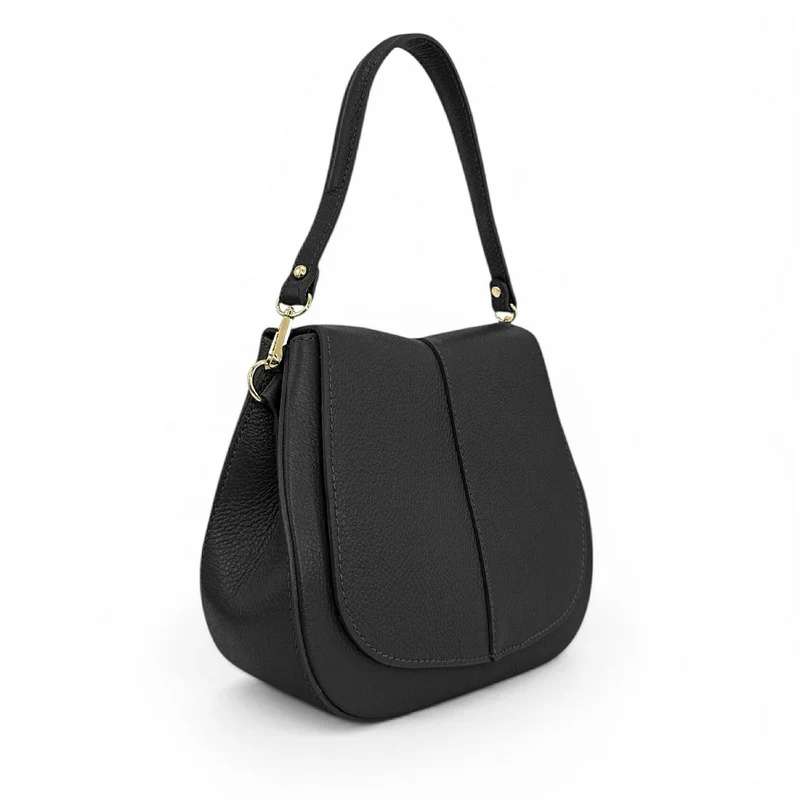 Sac à main en cuir grainé LOUIE Noir