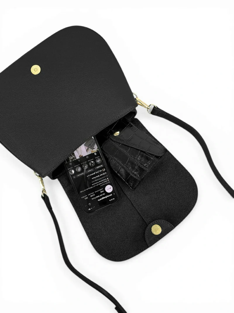 Sac à main en cuir grainé LOUIE Noir