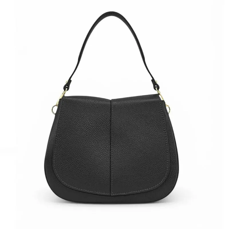 Sac à main en cuir grainé LOUIE Noir