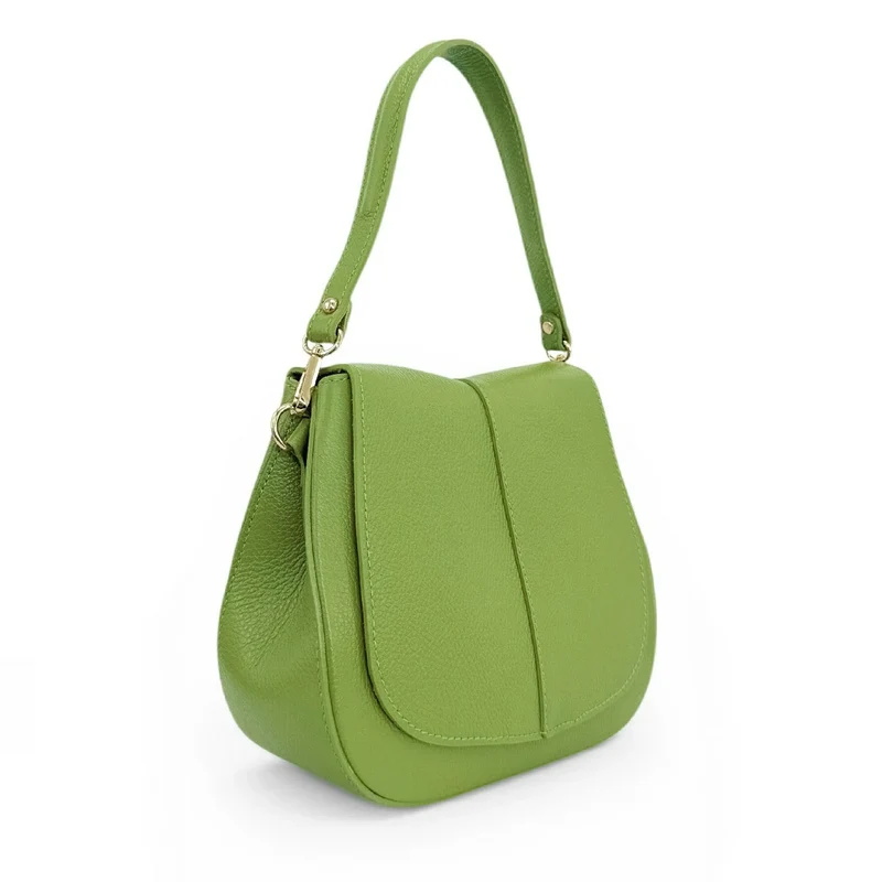 Sac à main en cuir grainé LOUIE Vert matcha