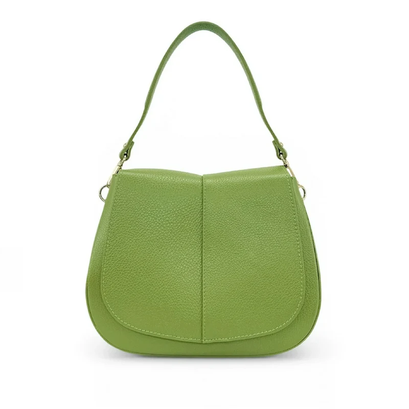 Sac à main en cuir grainé LOUIE Vert matcha