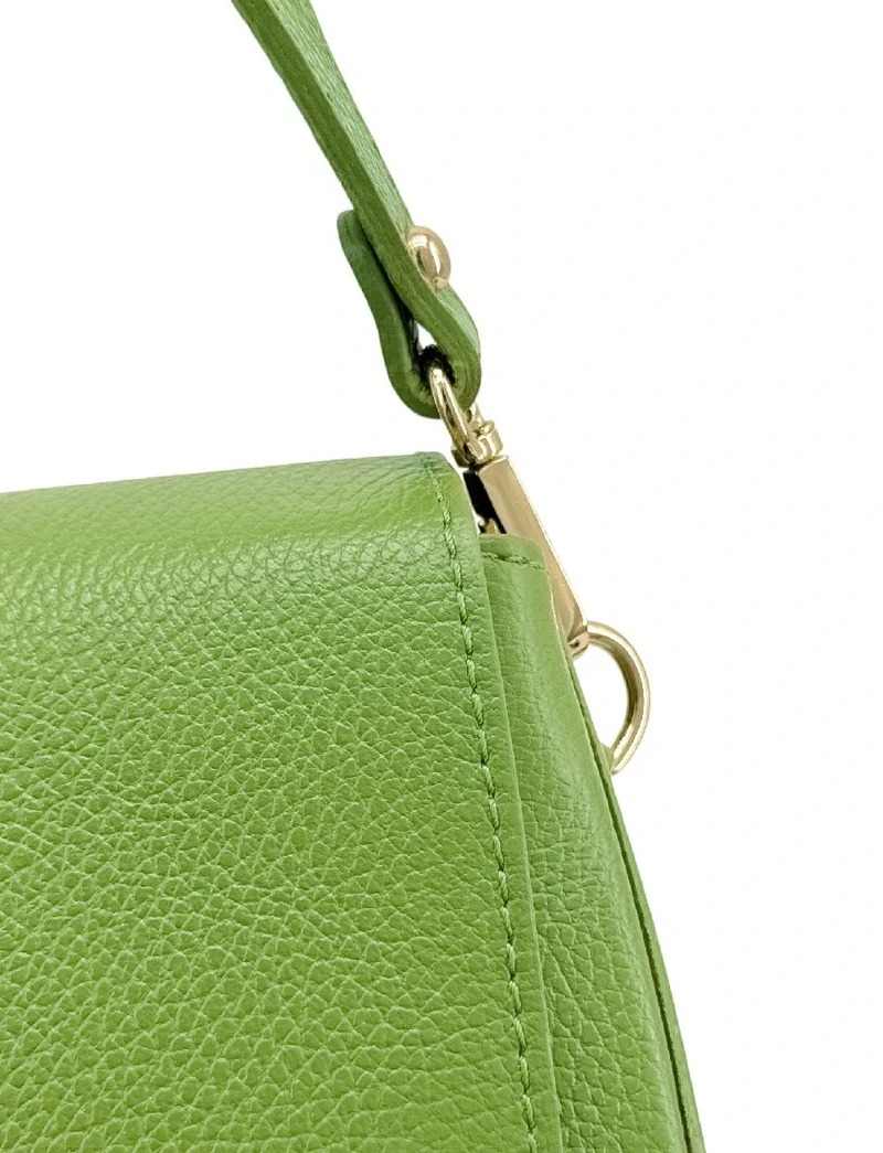 Sac à main en cuir grainé LOUIE Vert matcha