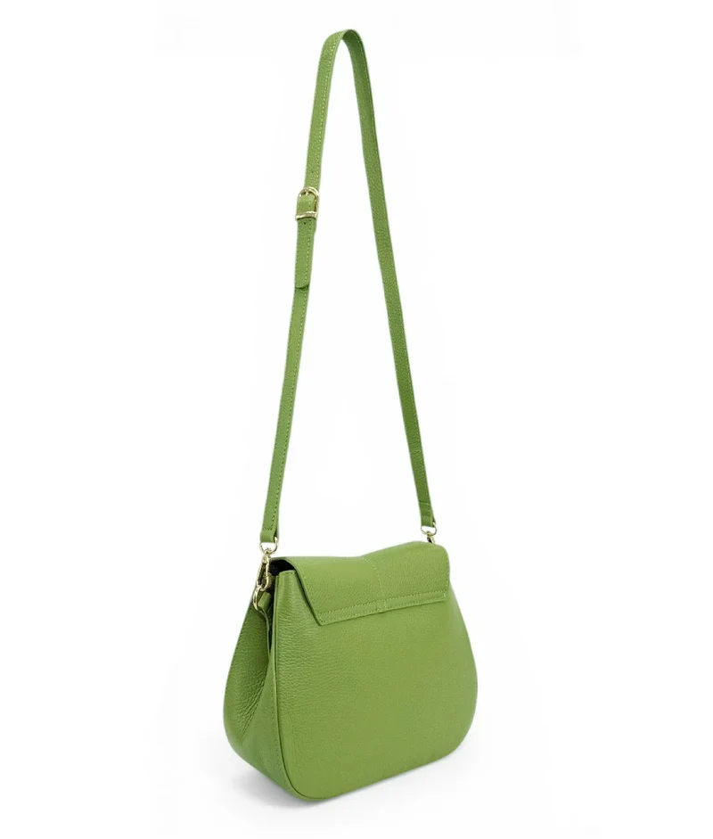 Sac à main en cuir grainé LOUIE Vert matcha