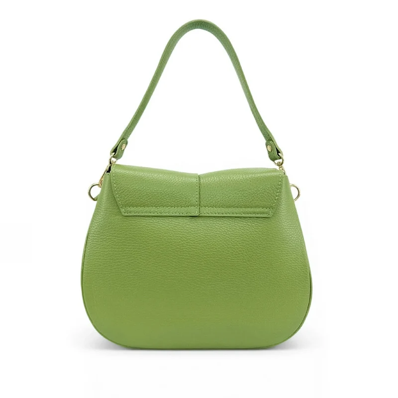 Sac à main en cuir grainé LOUIE Vert matcha
