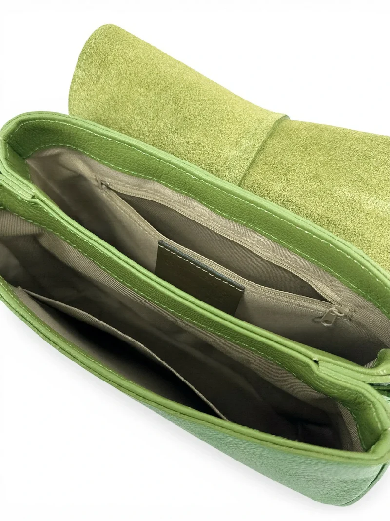 Sac à main en cuir grainé LOUIE Vert matcha