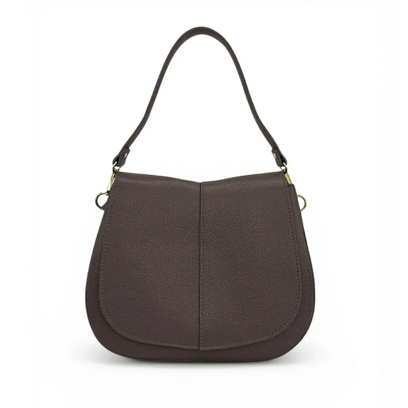 Sac à main en cuir grainé LOUIE Marron chocolat