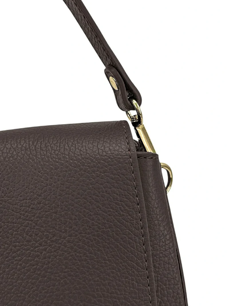 Sac à main en cuir grainé LOUIE Marron chocolat