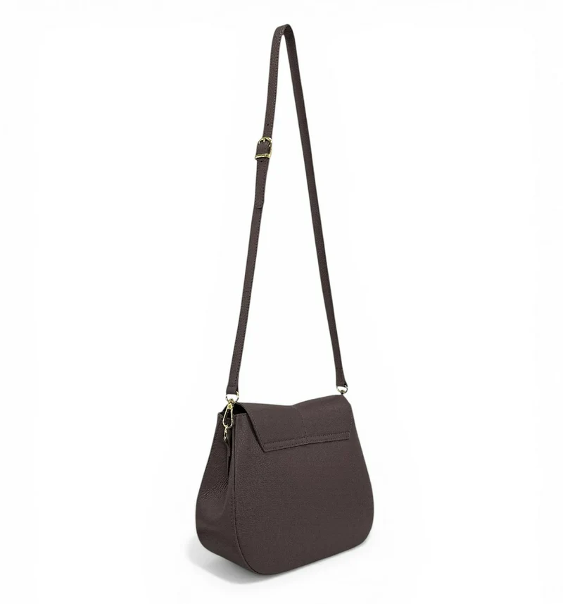Sac à main en cuir grainé LOUIE Marron chocolat