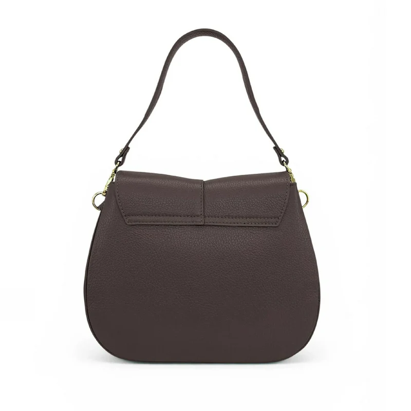 Sac à main en cuir grainé LOUIE Marron chocolat
