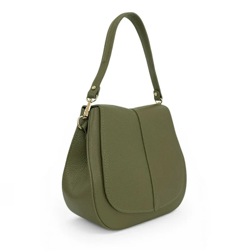Sac à main en cuir grainé LOUIE Vert kaki
