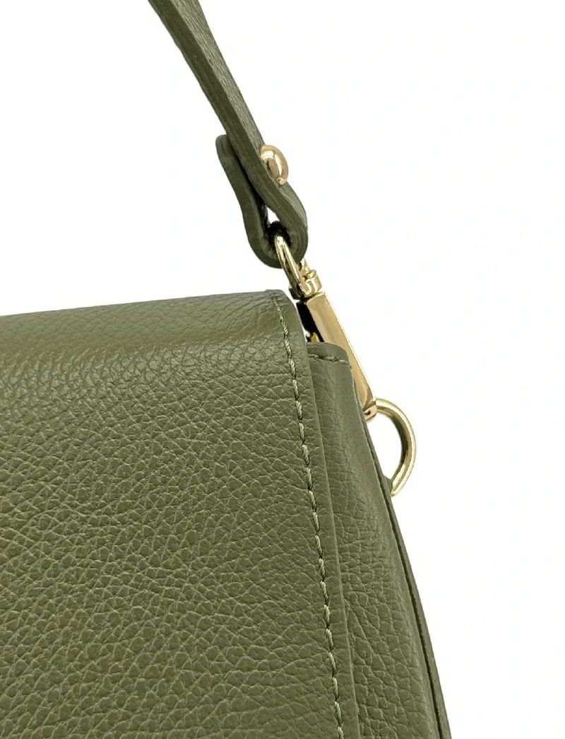 Sac à main en cuir grainé LOUIE Vert kaki