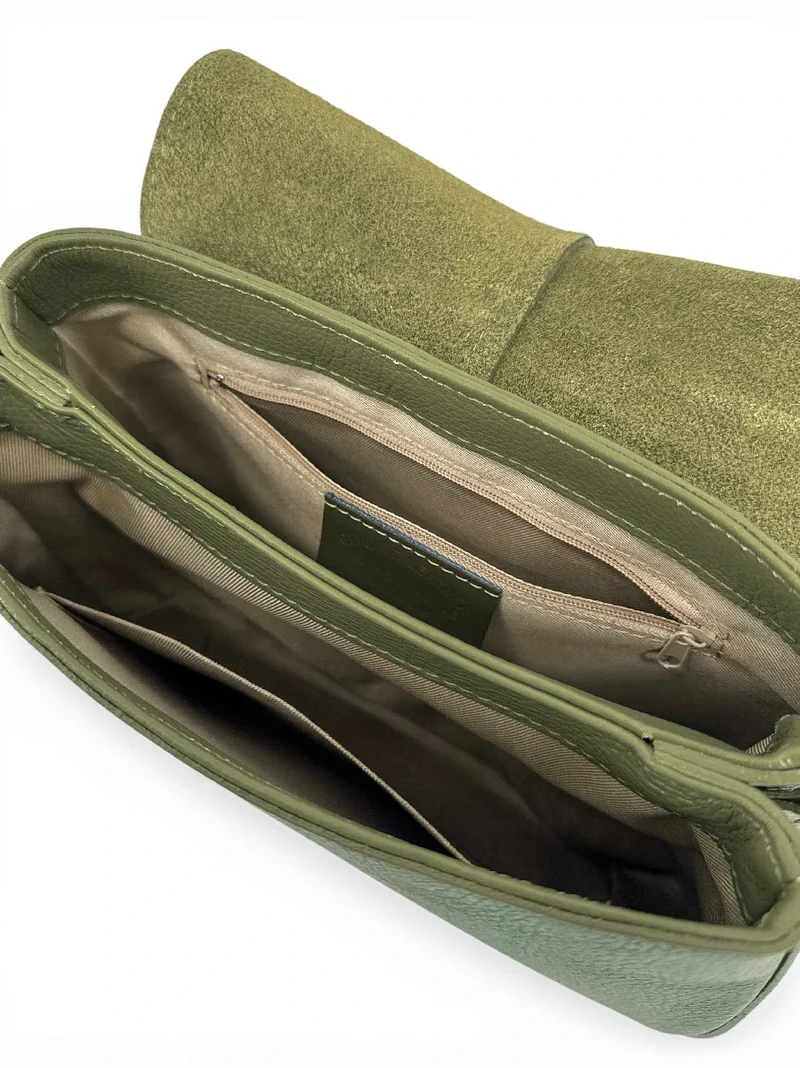 Sac à main en cuir grainé LOUIE Vert kaki