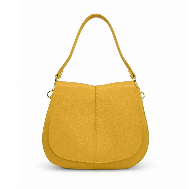 Sac à main en cuir grainé LOUIE Jaune tournesol