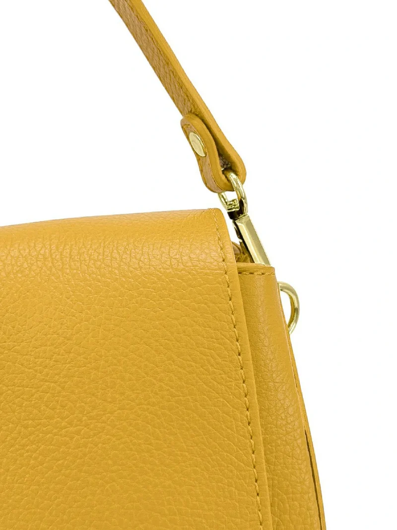 Sac à main en cuir grainé LOUIE Jaune tournesol