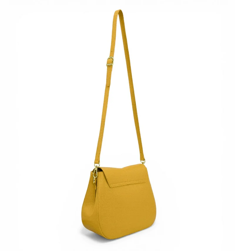 Sac à main en cuir grainé LOUIE Jaune tournesol