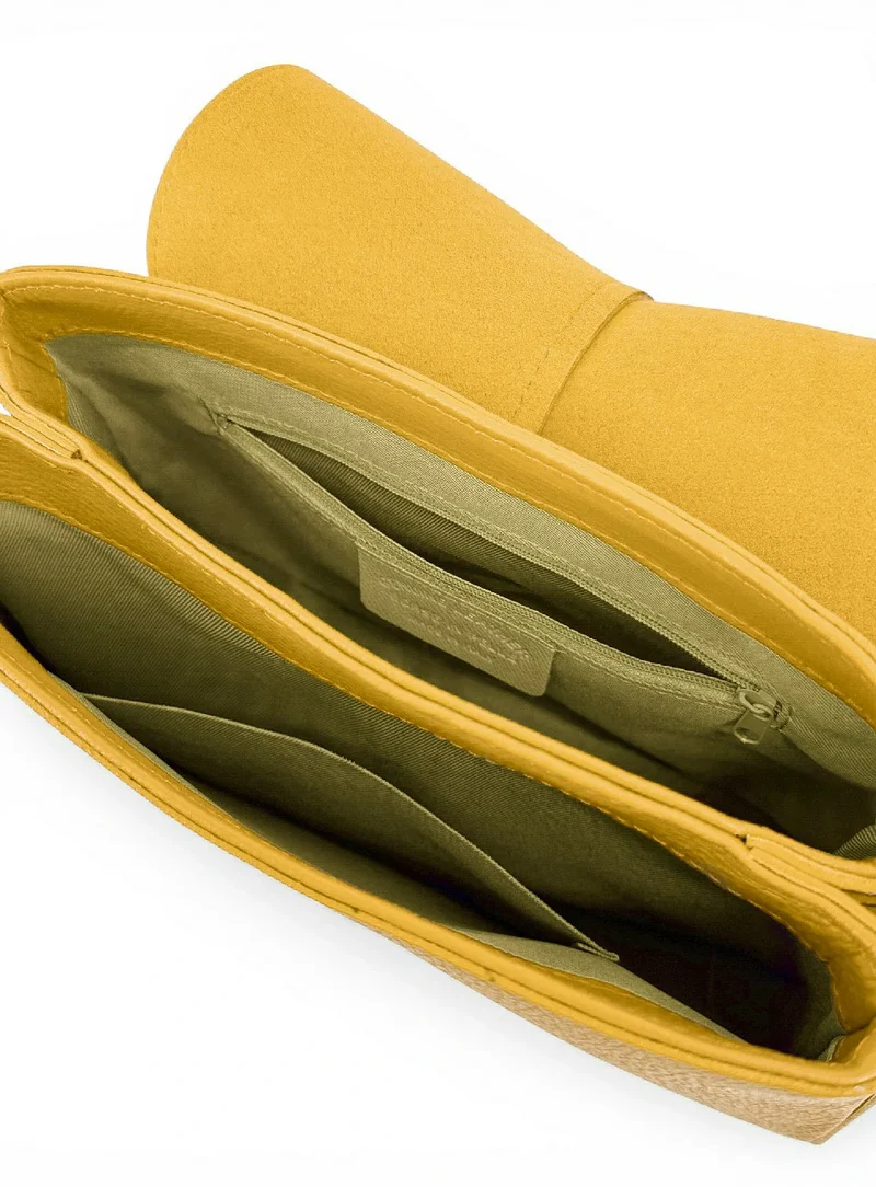 Sac à main en cuir grainé LOUIE Jaune tournesol