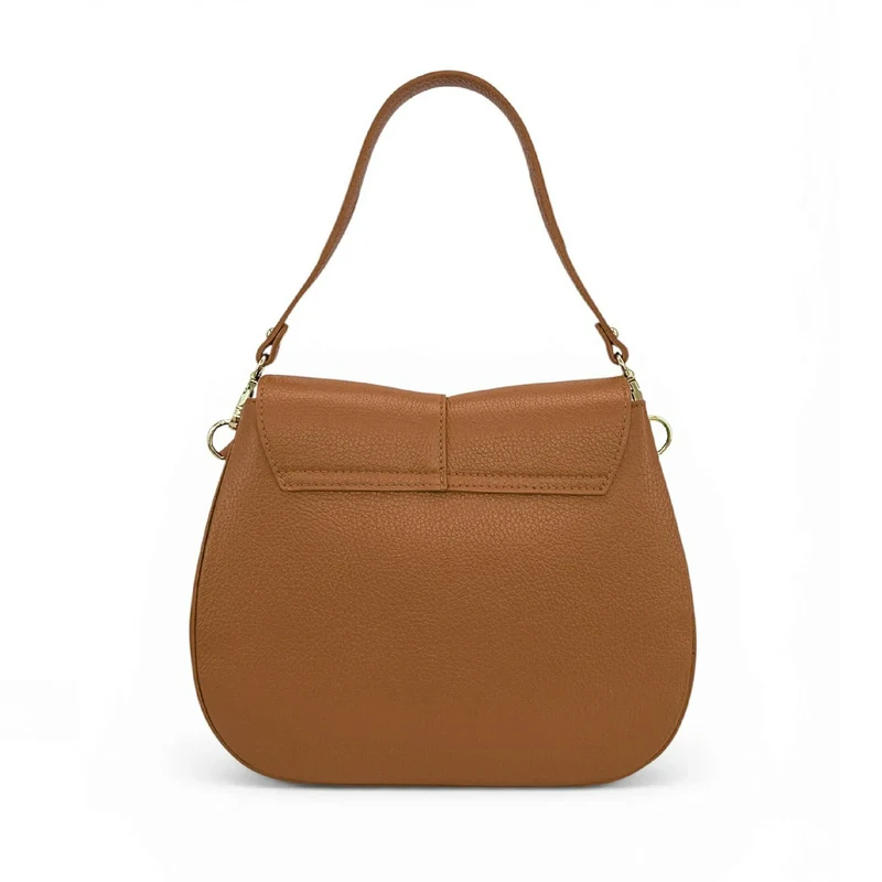 Sac à main en cuir grainé LOUIE Marron camel