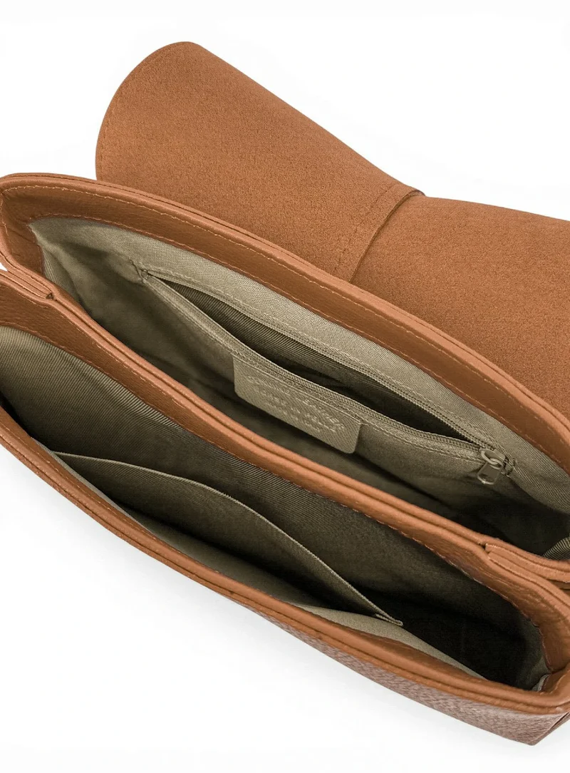 Sac à main en cuir grainé LOUIE Marron camel
