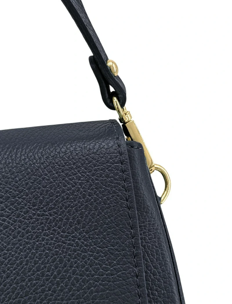 Sac à main en cuir grainé LOUIE Bleu marine