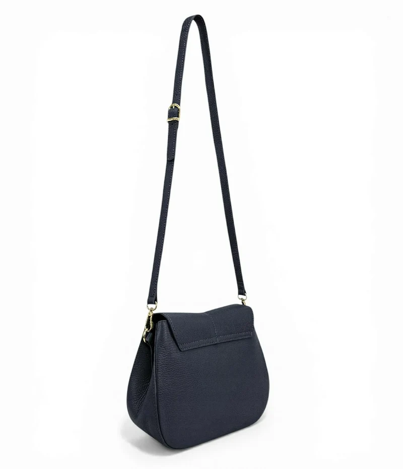 Sac à main en cuir grainé LOUIE Bleu marine