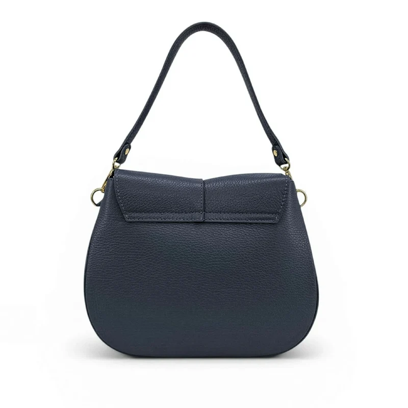 Sac à main en cuir grainé LOUIE Bleu marine