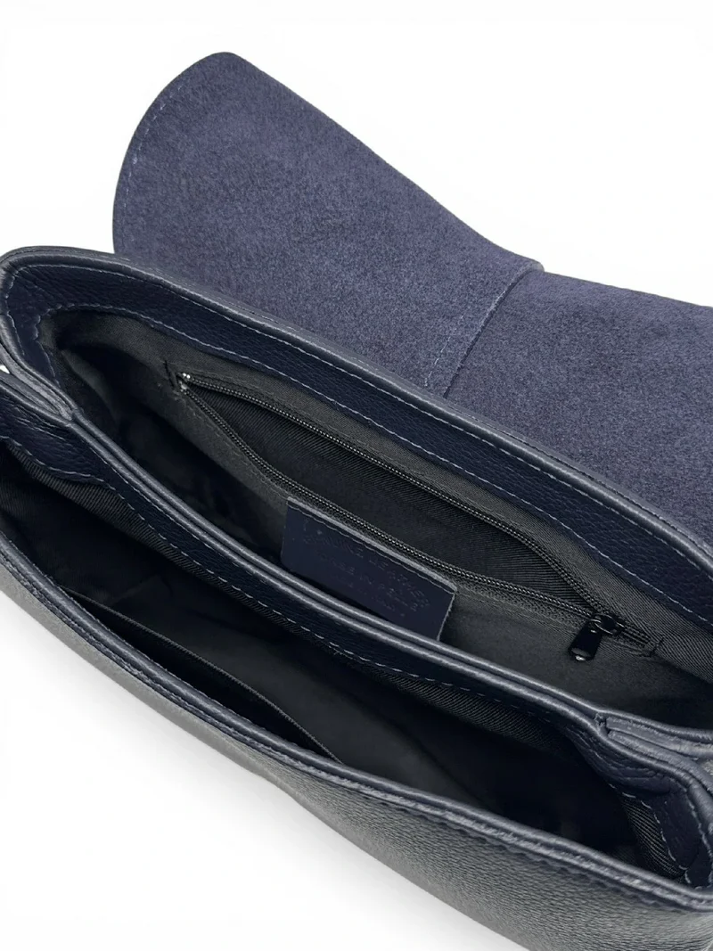 Sac à main en cuir grainé LOUIE Bleu marine