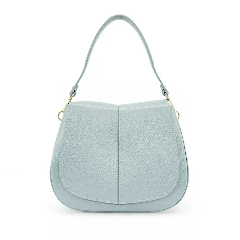 Sac à main en cuir grainé LOUIE Bleu pastel