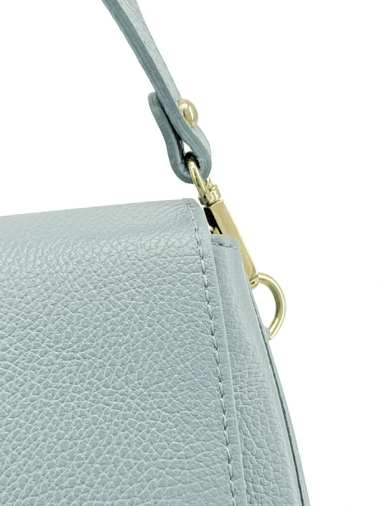 Sac à main en cuir grainé LOUIE Bleu pastel