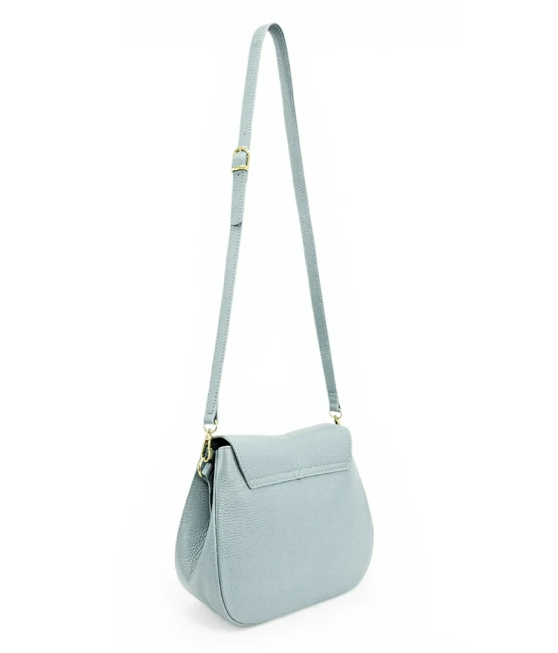 Sac à main en cuir grainé LOUIE Bleu pastel