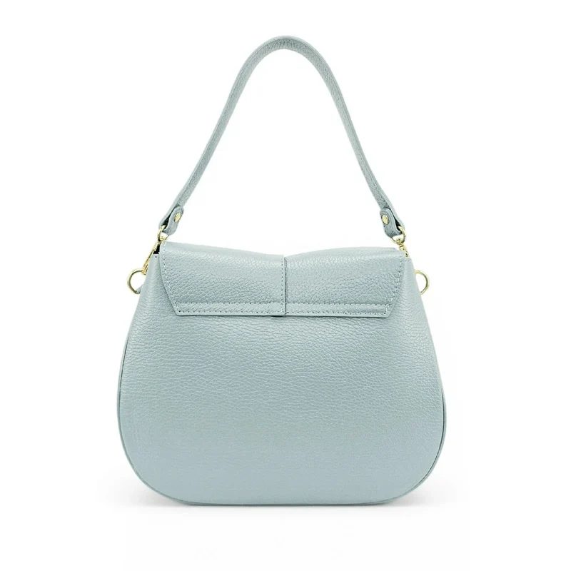 Sac à main en cuir grainé LOUIE Bleu pastel