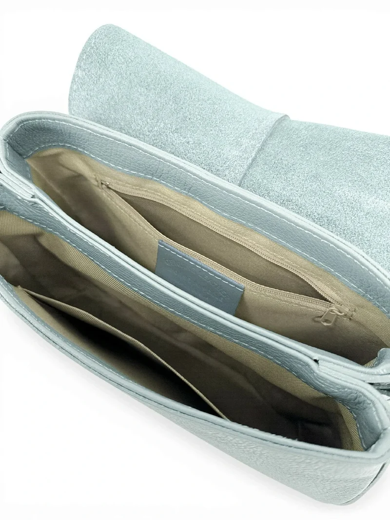 Sac à main en cuir grainé LOUIE Bleu pastel