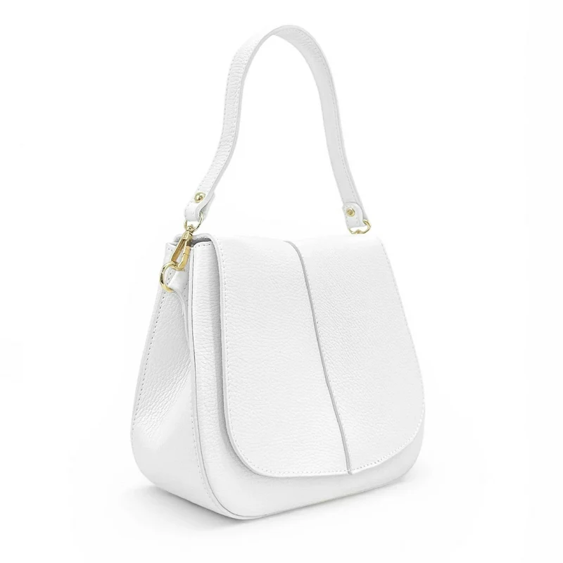 Sac à main en cuir grainé LOUIE Blanc