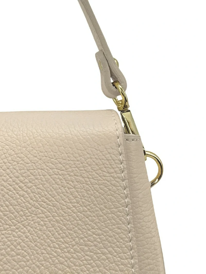 Sac à main en cuir grainé LOUIE Beige crème