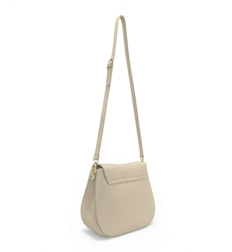 Sac à main en cuir grainé LOUIE Beige crème