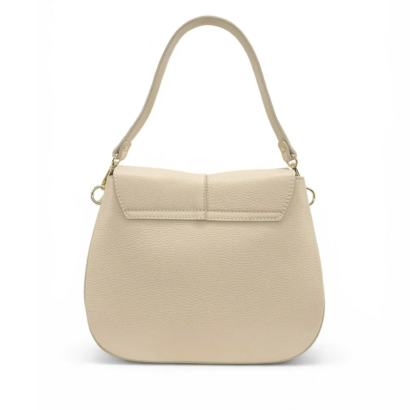 Sac à main en cuir grainé LOUIE Beige crème