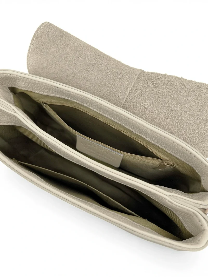 Sac à main en cuir grainé LOUIE Beige crème