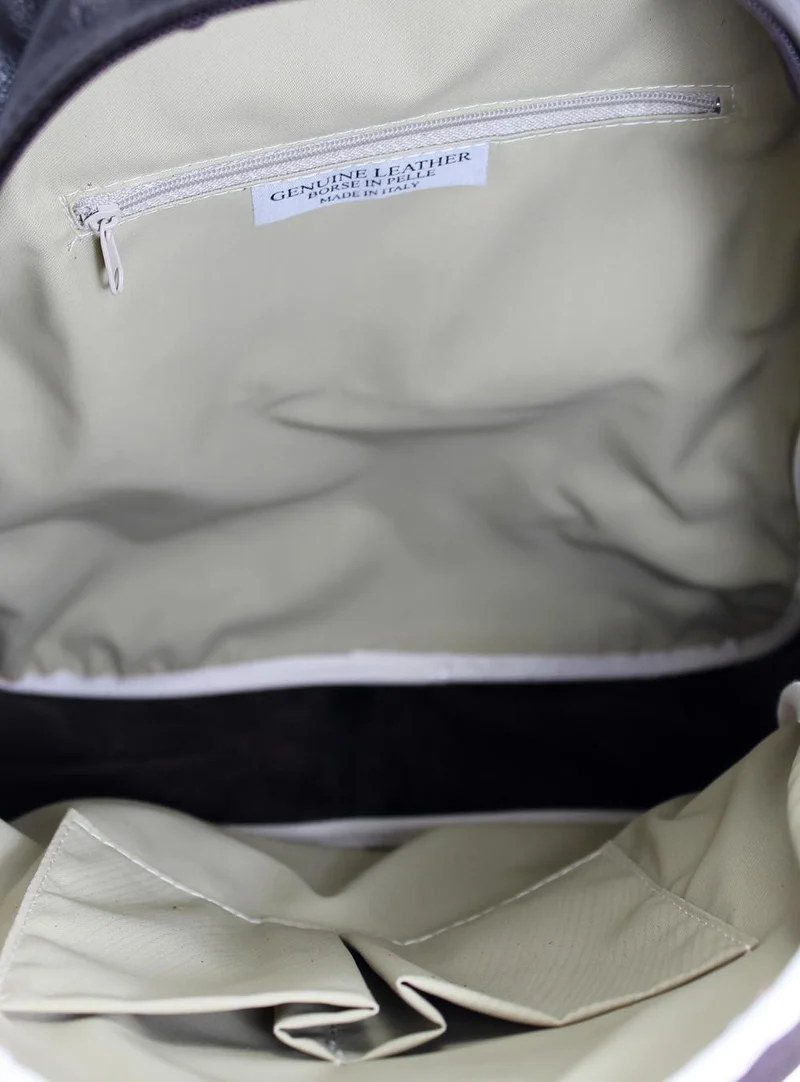 Sac à dos unisexe en cuir italien lisse BRINDISI Noir