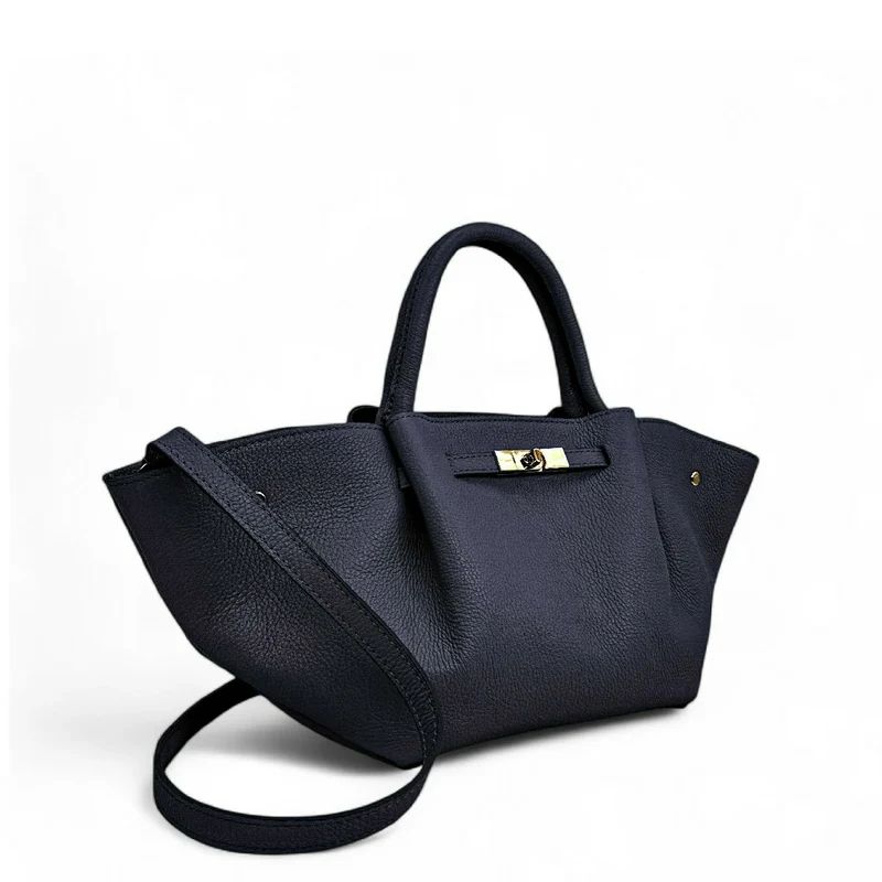 Sac cabas en cuir grainé CAPRI Bleu marine