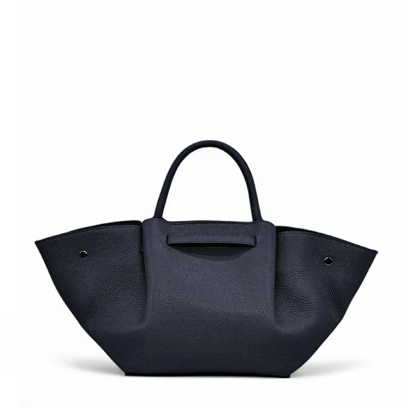 Sac cabas en cuir grainé CAPRI Bleu marine