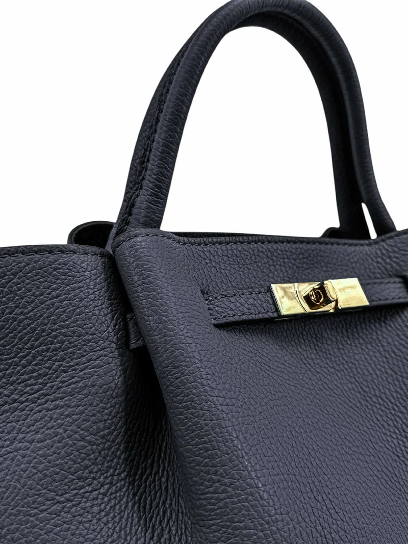 Sac cabas en cuir grainé CAPRI Bleu marine