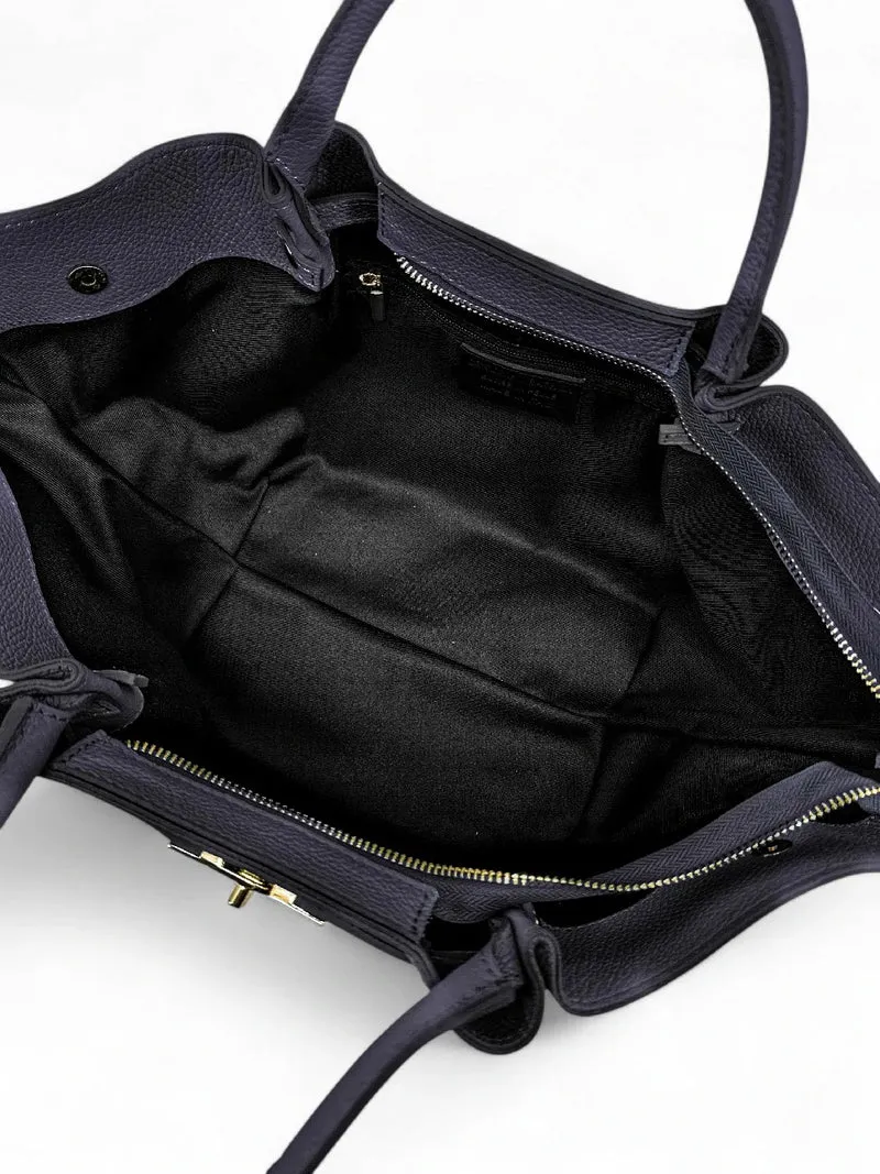 Sac cabas en cuir grainé CAPRI Bleu marine