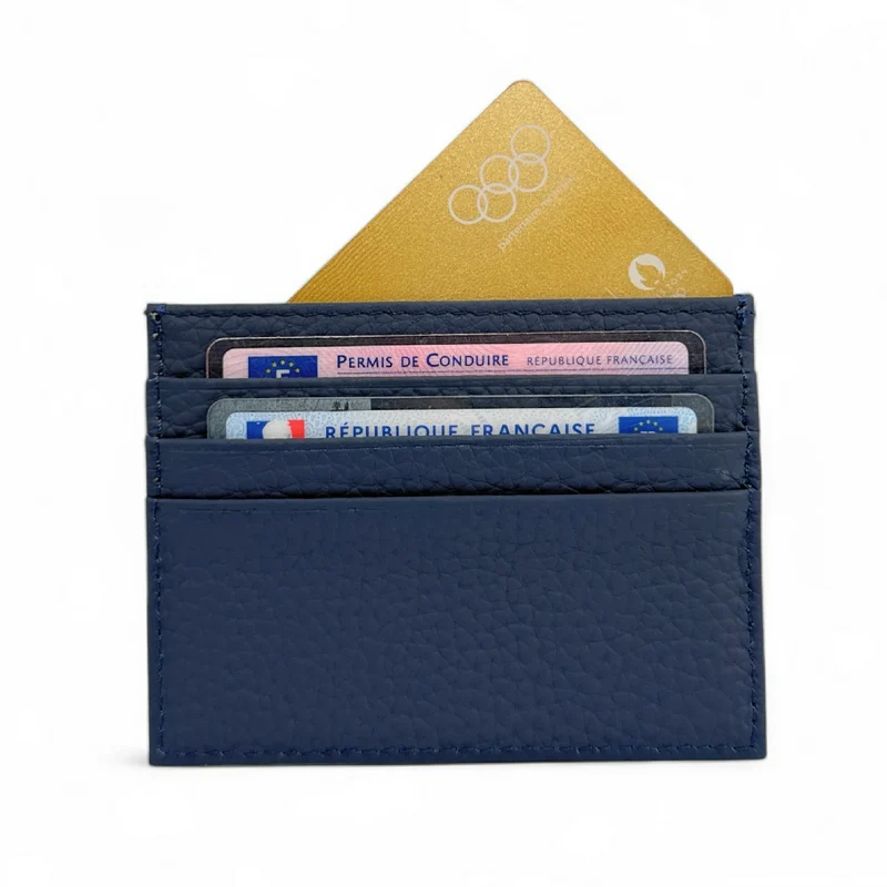 Porte-cartes en cuir grainé NOAH Bleu marine